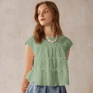 Women Fashion Casual Summer Solid Color Cotton Sleeveless Loose Blouse