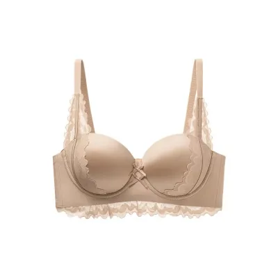 Women Fashion Sexy Solid Color Lace No Steel Rings Push-Up Bra