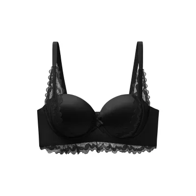 Women Fashion Sexy Solid Color Lace No Steel Rings Push-Up Bra