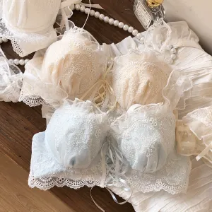Women Fashion Sexy Solid Color Lace No Steel Rings Bra