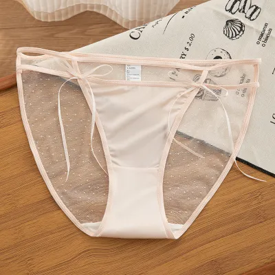 Women Fashion Sexy Solid Color Lace Mesh Low Waist Underwear