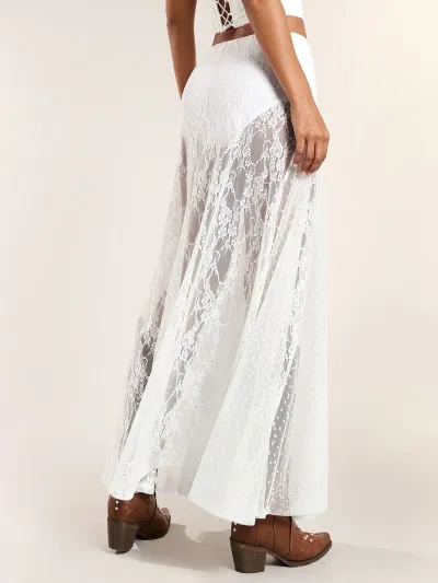Women Fashion Sexy Summer Lace Perspective Low-Waist Skirts