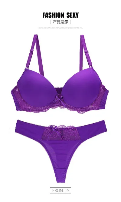Women Fashion Sexy Basic Solid Color Lace Bra Underpants Set