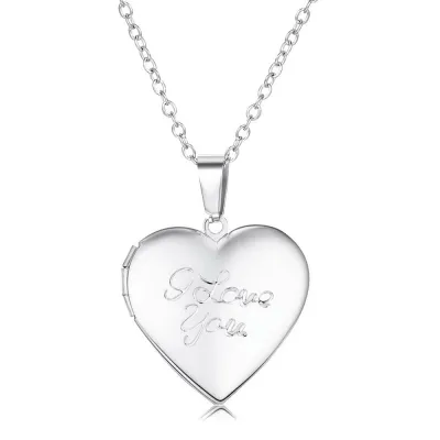 Women Fashion 316L Stainless Steel Love Photo Box Necklace Heart Shape