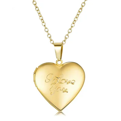 Women Fashion 316L Stainless Steel Love Photo Box Necklace Heart Shape
