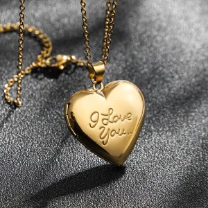 Women Fashion 316L Stainless Steel Love Photo Box Necklace Heart Shape