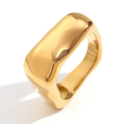 Women's Fashion Geometric Square 316L Stainless Steel Plated 18k Gold Ring