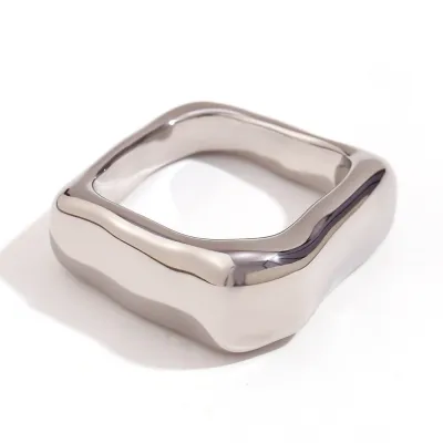 Women's Fashion Geometric Square 316L Stainless Steel Plated 18k Gold Ring
