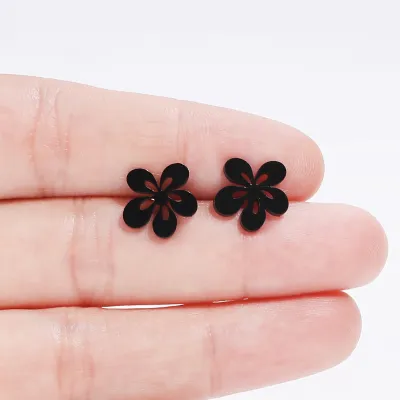 Women Fashion Simple Flower 316L Stainless Steel Earrings