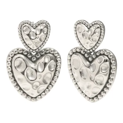 Women Fashion 316L Stainless Steel Plated 18k Gold Meteorite Pattern Love Earrings