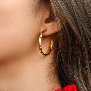 Women Fashion Exaggerated 316L Stainless Steel Plated 18k Gold Zircon Earrings Geometric
