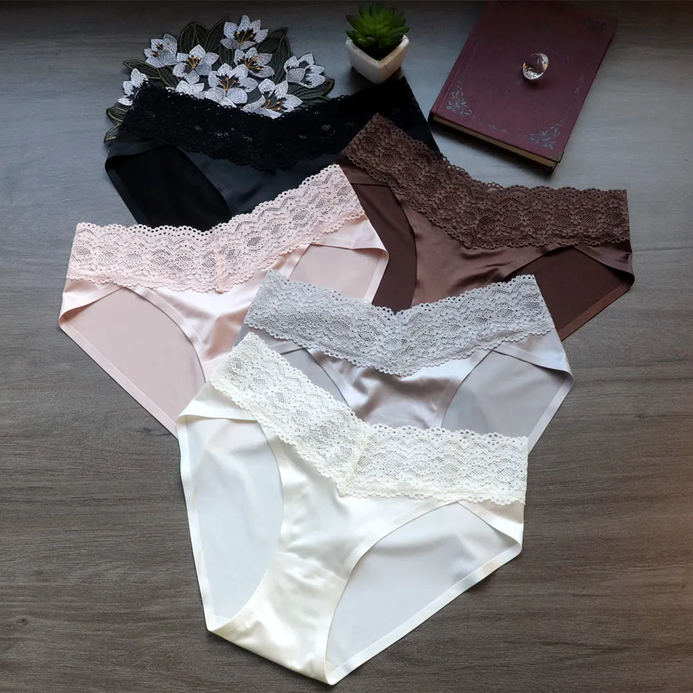 Women Sexy Lace Seamless Low Waist Breathable Antibacterial Underwear