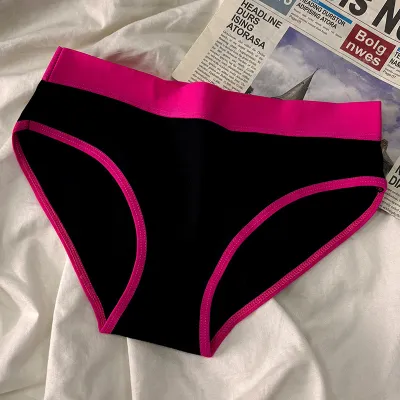 Women Simple Contrast Color Cotton Sports Antibacterial Underwear
