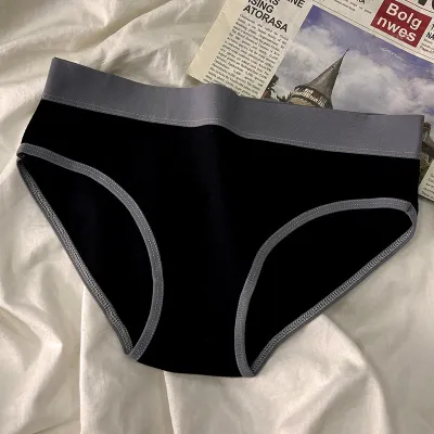 Women Simple Contrast Color Cotton Sports Antibacterial Underwear