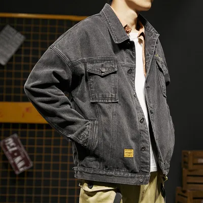 Men's Fashion Casual Spring Simple Lapel Long-Sleeve Denim Jacket
