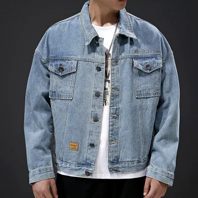 Men's Fashion Casual Spring Simple Lapel Long-Sleeve Denim Jacket