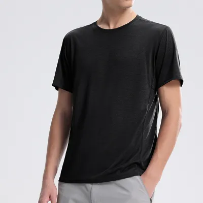 Men's Casual Summer Solid Color Quick-Dry Round Neck Short Sleeve T-Shirt