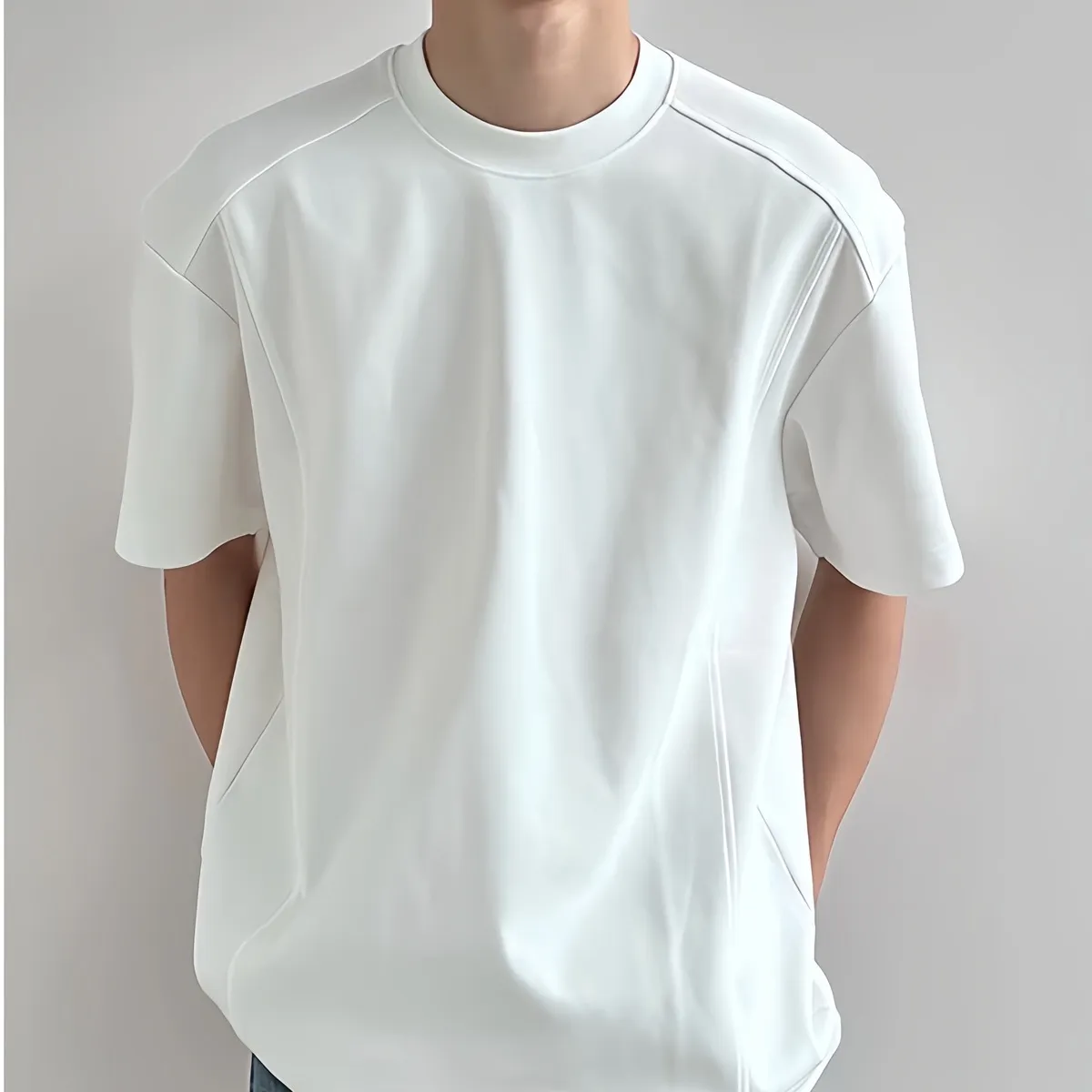 Men Fashion Casual Summer Solid Color Round Neck Short-Sleeve Loose T-Shirt