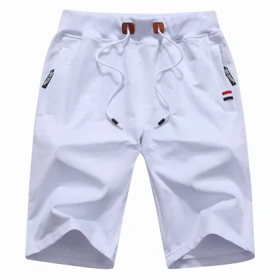 Men's Casual Summer Elastic Waist Zipper Pocket Cotton Shorts
