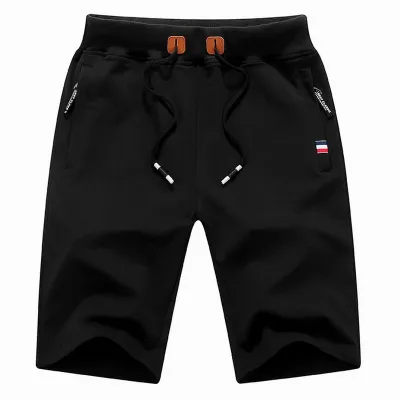 Men's Casual Summer Elastic Waist Zipper Pocket Cotton Shorts