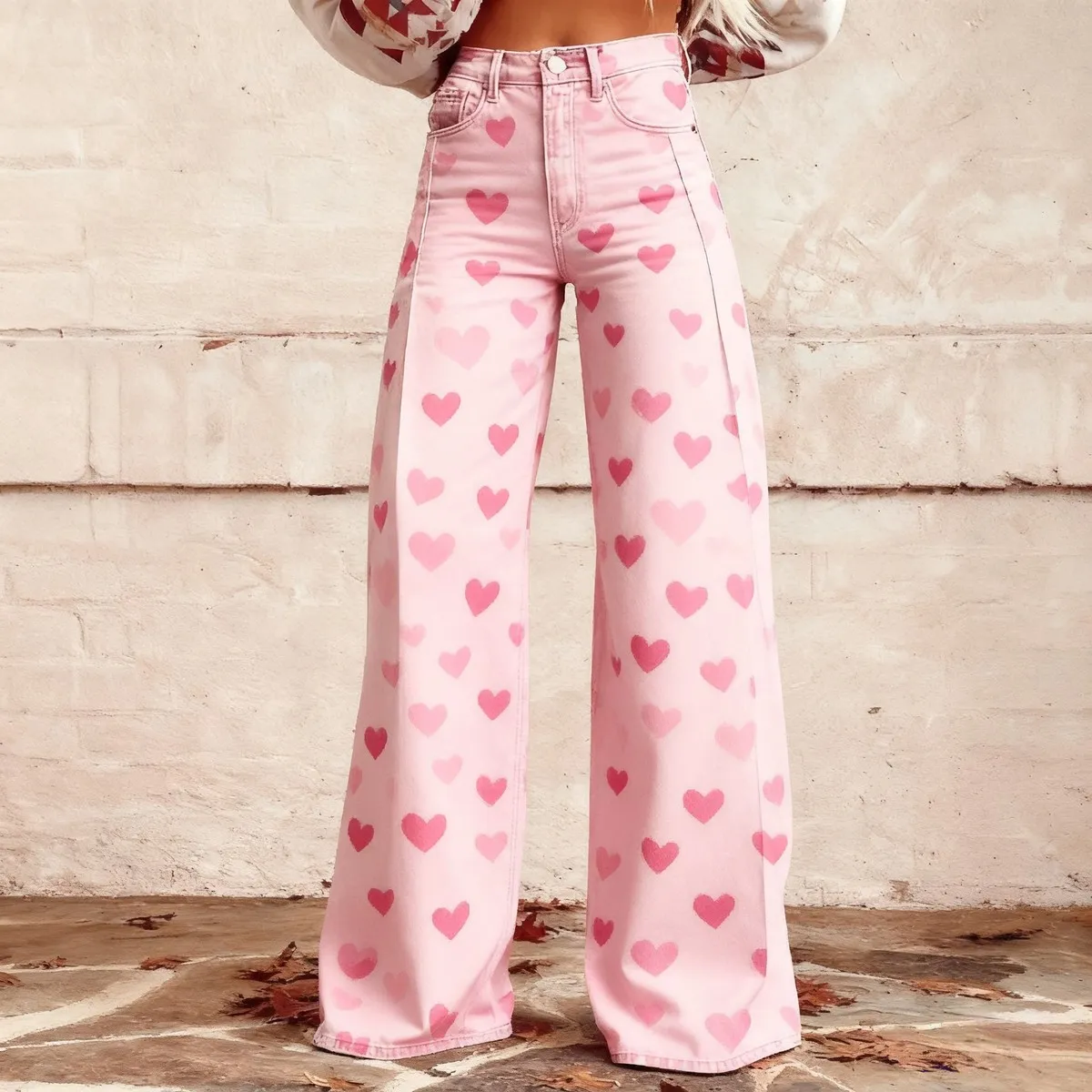 Women Fashion Casual Printed Thin Wide Leg Pants