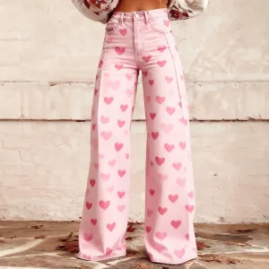 Women Fashion Casual Printed Thin Wide Leg Pants