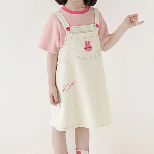 Kids Girls Clothing Cute Summer Rabbit Printed Sleeveless Cotton Dress