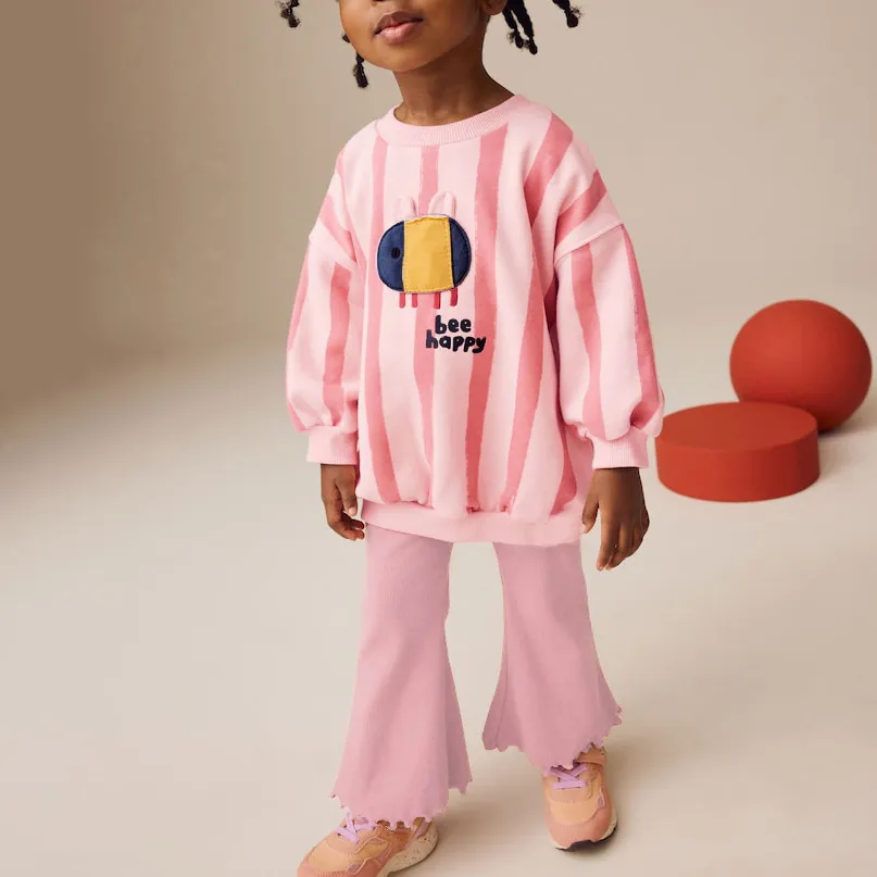 Kids Girls' Fashion Casual Spring Printed Long-Sleeve Sweatshirt Loose Pants Two-Piece Set