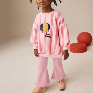 Kids Girls' Fashion Casual Spring Printed Long-Sleeve Sweatshirt Loose Pants Two-Piece Set