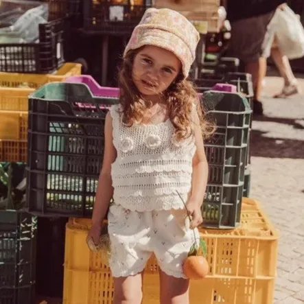 Kids Girls Summer Hollow Tank Top and Shorts Two-Piece Set Knitted Cotton Casual Outfit
