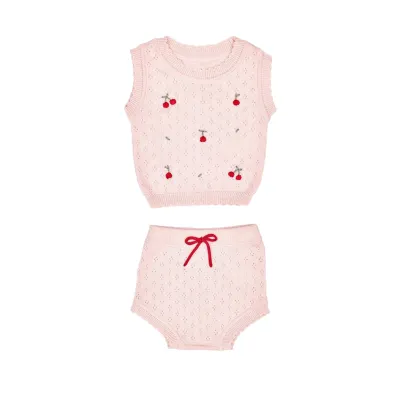 Kids Baby Boys And Girls Fashion Casual Summer Knitted Floral Fruit Sleeveless Tank Top Loose Shorts Set
