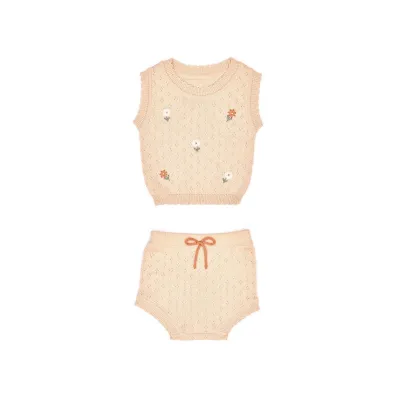 Kids Baby Boys And Girls Fashion Casual Summer Knitted Floral Fruit Sleeveless Tank Top Loose Shorts Set