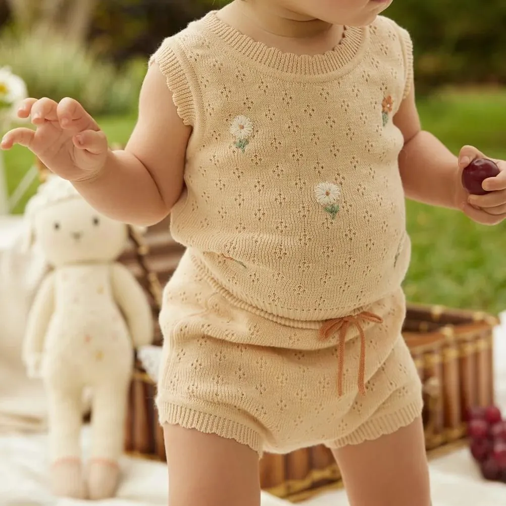 Kids Baby Boys And Girls Fashion Casual Summer Knitted Floral Fruit Sleeveless Tank Top Loose Shorts Set