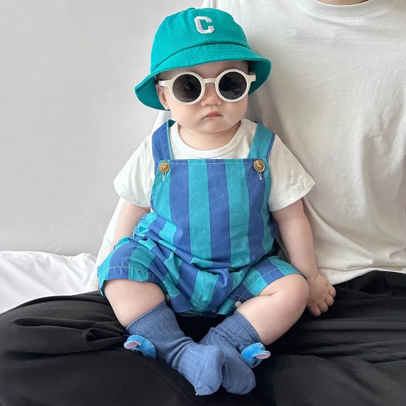 Kids Baby Boys Girls Fashion Casual Summer Cotton Stripe Rompers Short Sleeve