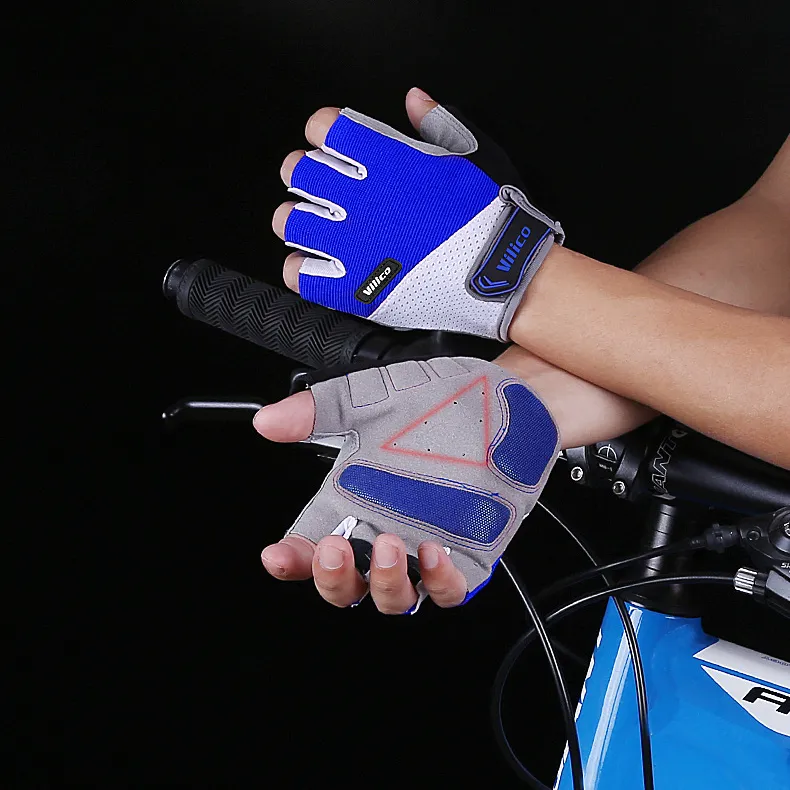 Men Fashion Outdoor Sports Palm Non-Slip Wear-Resistant Half-Finger Bicycle Gloves