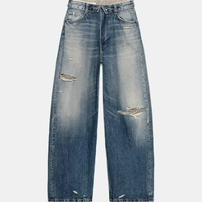 Women Fashion Casual Spring Ripped Straight Jeans
