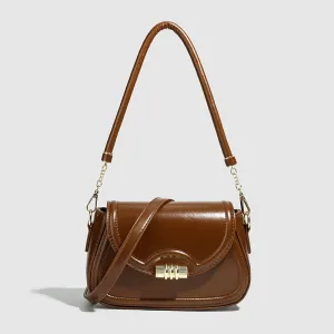 Women Fashion Casual Retro Solid Color PU Small Square Shoulder Bag