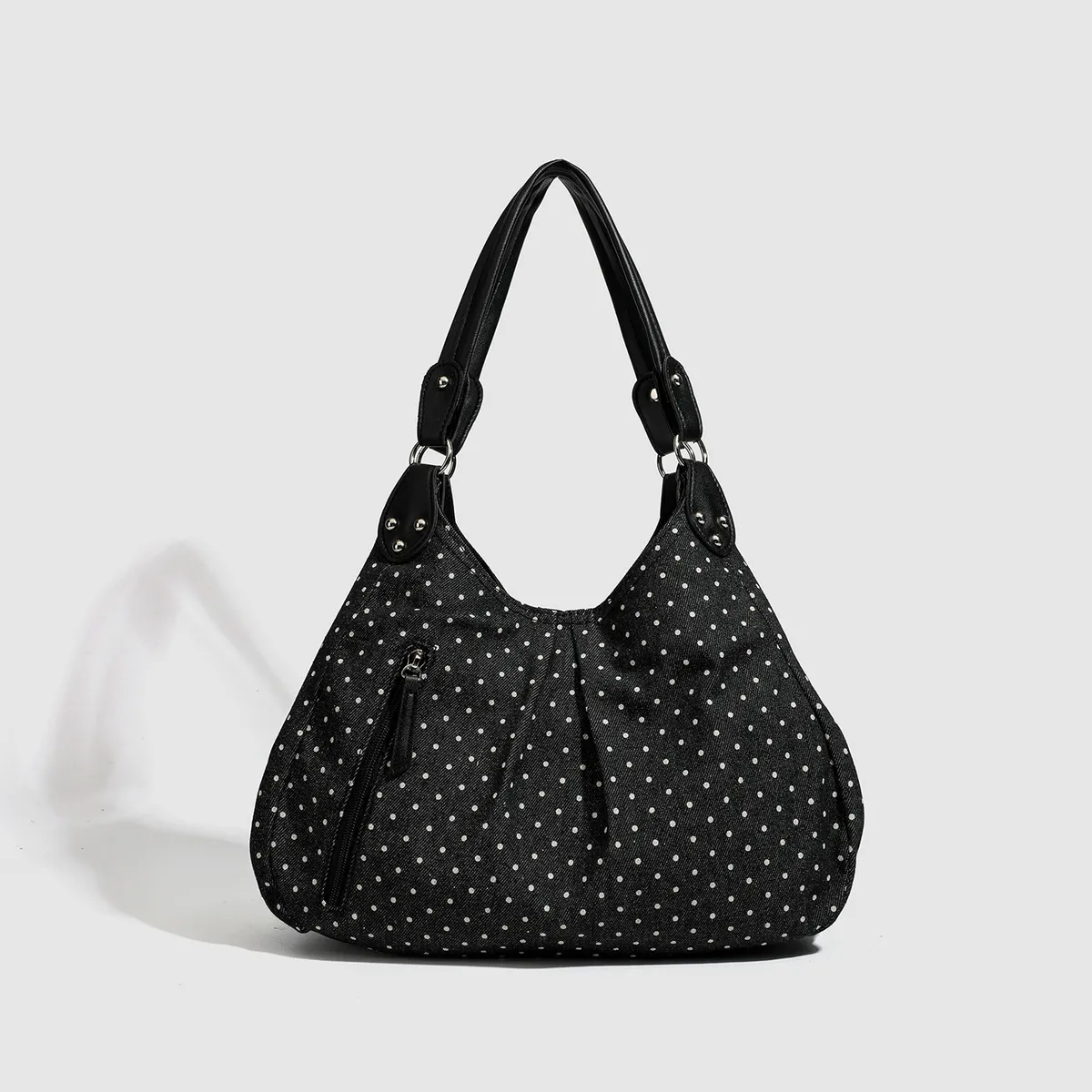 Women Fashion Casual Polka Dot Print Large Capacity Shoulder Bag