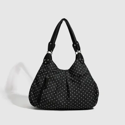 Women Fashion Casual Polka Dot Print Large Capacity Shoulder Bag