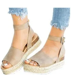 Women Fashion Casual Peep-Toe Platform Sandals PU Rubber Round Toe