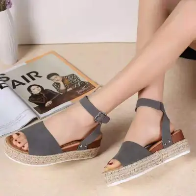 Women Fashion Casual Peep-Toe Platform Sandals PU Rubber Round Toe