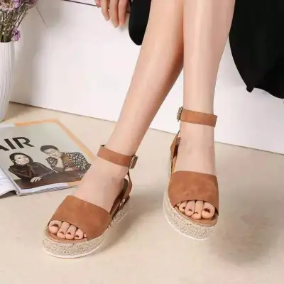 Women Fashion Casual Peep-Toe Platform Sandals PU Rubber Round Toe