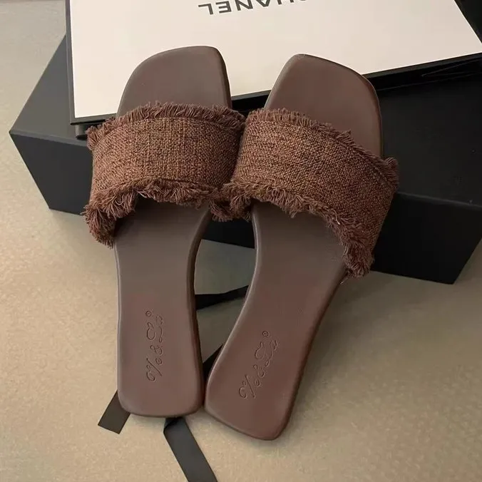 Women's Casual Summer Solid Color Square-Toe Soft Bottom Slippers