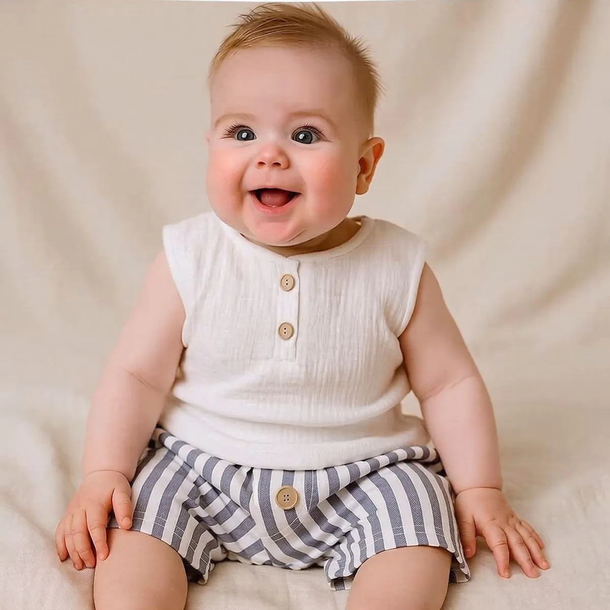Kids Baby Boys Fashion Casual Striped Tank Top and Shorts Two-Piece Summer Cotton Set