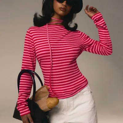 Women Fashion Stripe Long Sleeve T-Shirt