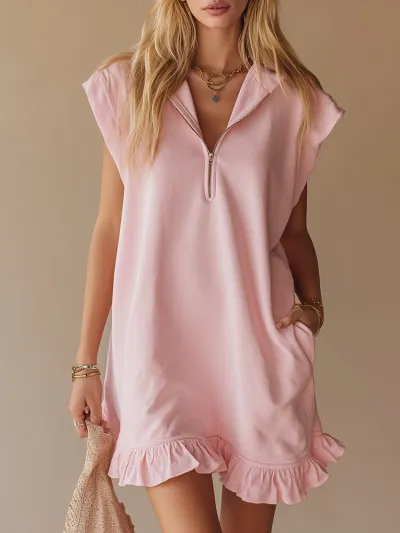 Summer Women Casual Lel Sleeveless Ruffled Dress
