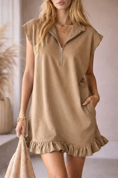 Summer Women Casual Lel Sleeveless Ruffled Dress