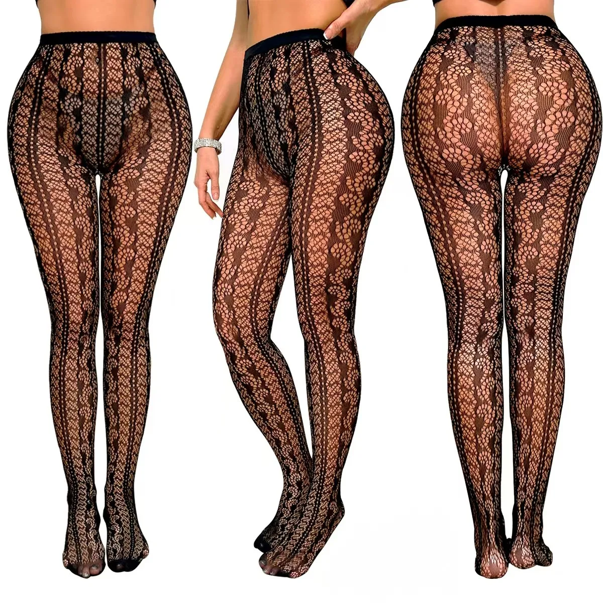 Women Fashion Sexy Hollow Jacquard Fishnet Stockings