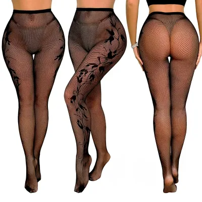 Women Fashion Sexy Hollow Jacquard Fishnet Stockings