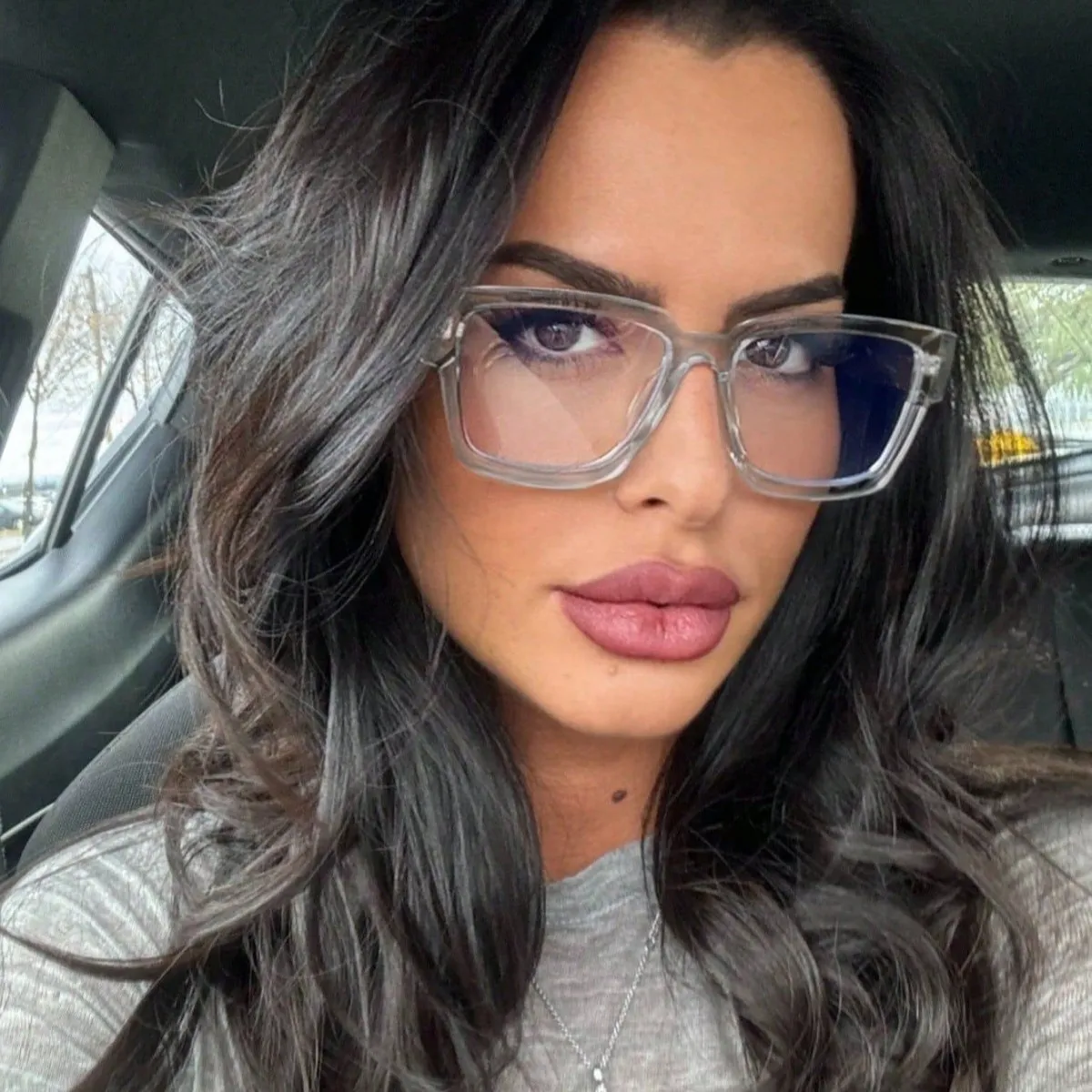 Women Fashion Casual Retro Square Thick Edge Blue Light Blocking Sunglasses